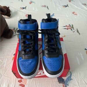 Nike Kids Black and Blue High-Top Sneakers